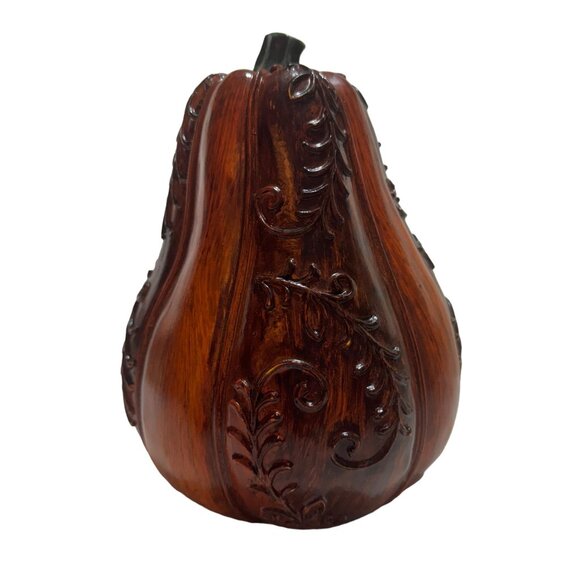 Handcrafted Carved Wooden Pumpkin Decor Thanksgiving Harvest Autumn Fall - Picture 3 of 4